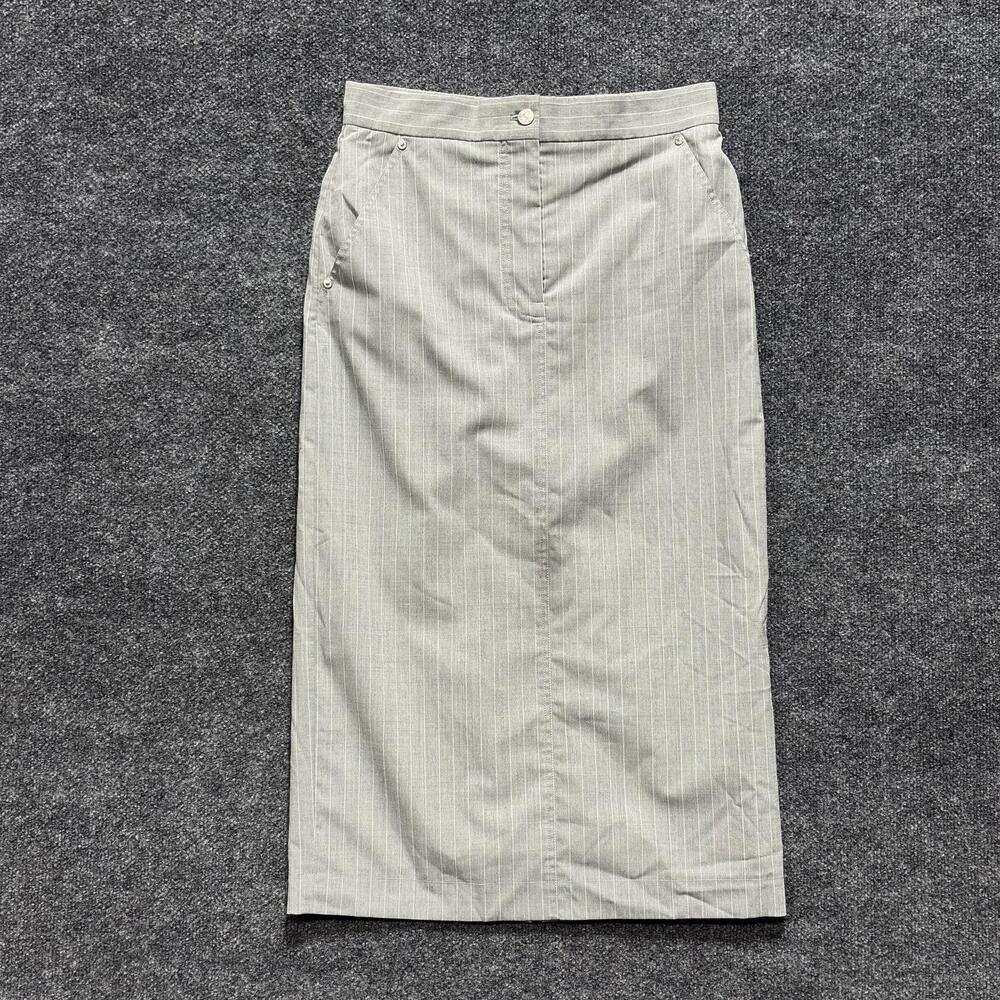 Moschino Jeans Skirt Womens 10 Gray Pinstripe Long Wool Blend Pencil Lined
